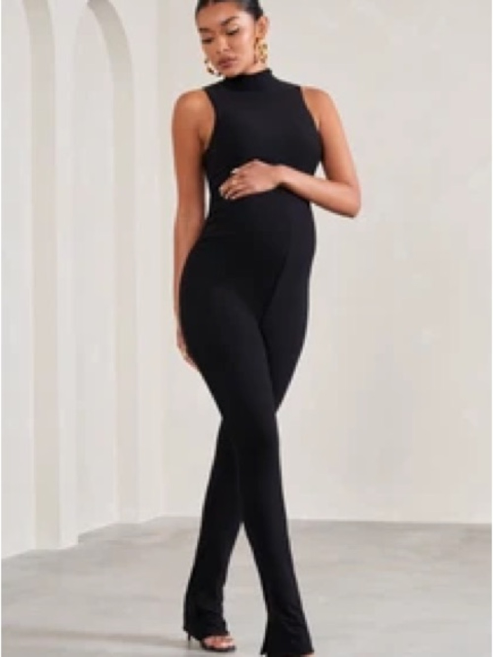Club L London Black Sleeveless Maternity Jumpsuit